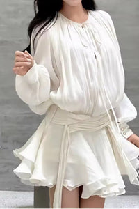 Pleated Ruffled Mini Dress