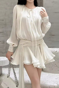Pleated Ruffled Mini Dress