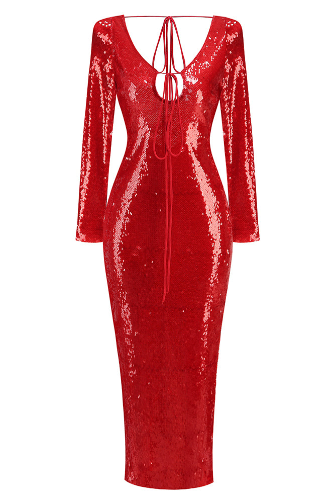 Plunging Backless Sequin Maxi Dress CHICIDA Plunging Backless Sequin Maxi Dress CHICIDA
