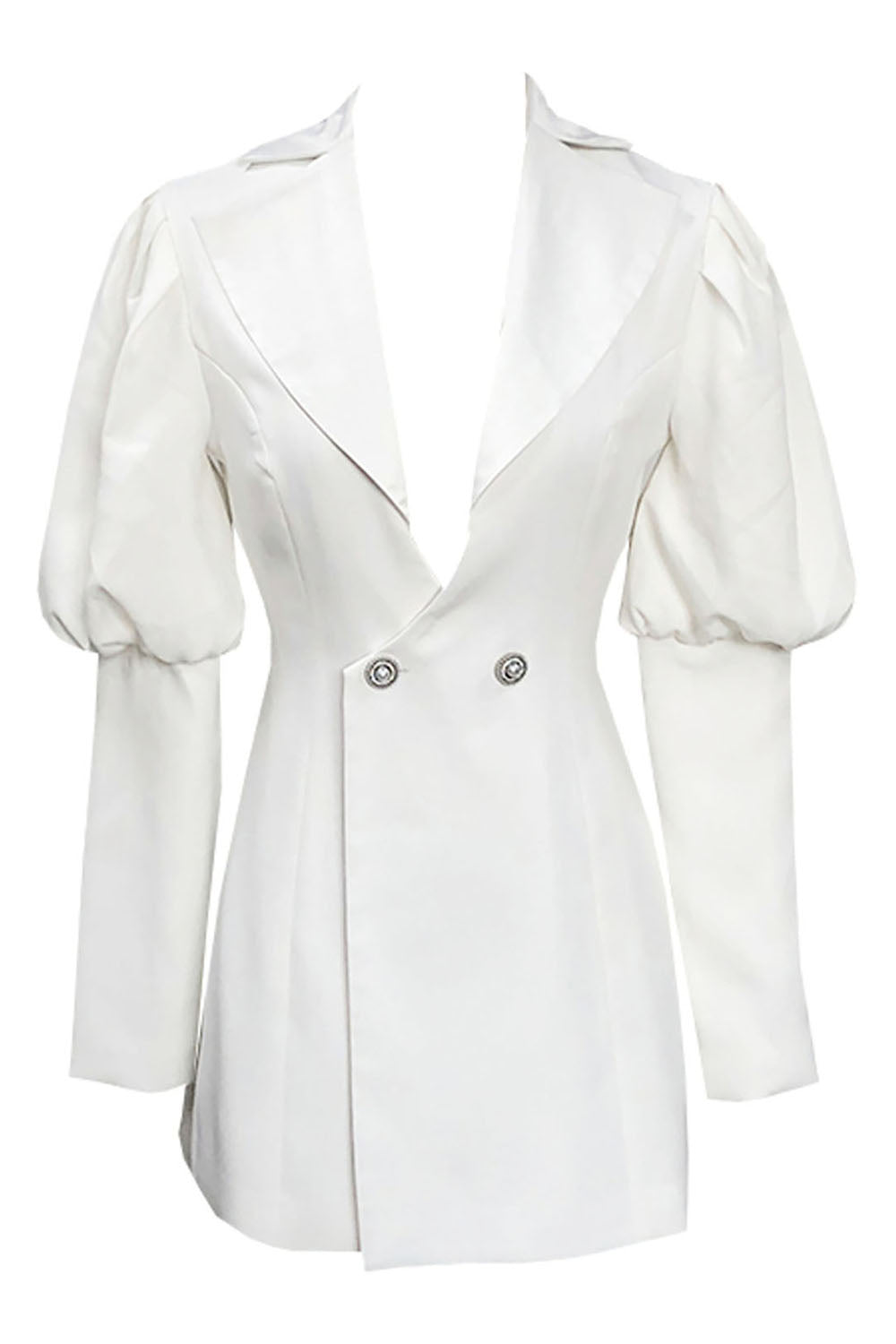 Puff Sleeve Deep V Blazer Dress