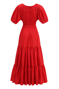 Puff Sleeve Lace Up Aline Dress