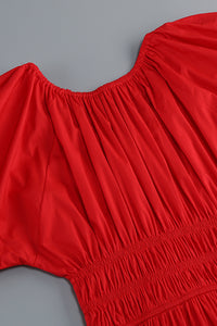 Puff Sleeve Lace Up Aline Dress