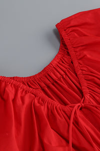 Puff Sleeve Lace Up Aline Dress