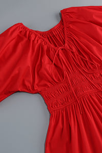 Puff Sleeve Lace Up Aline Dress