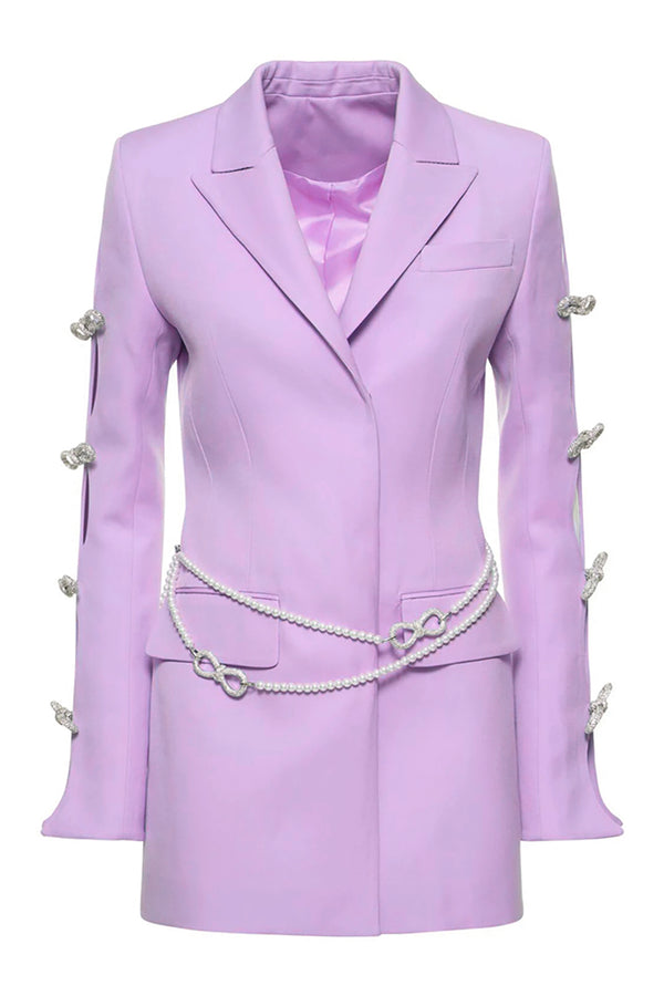 Purple Crystal Embellished Mini Blazer Dress