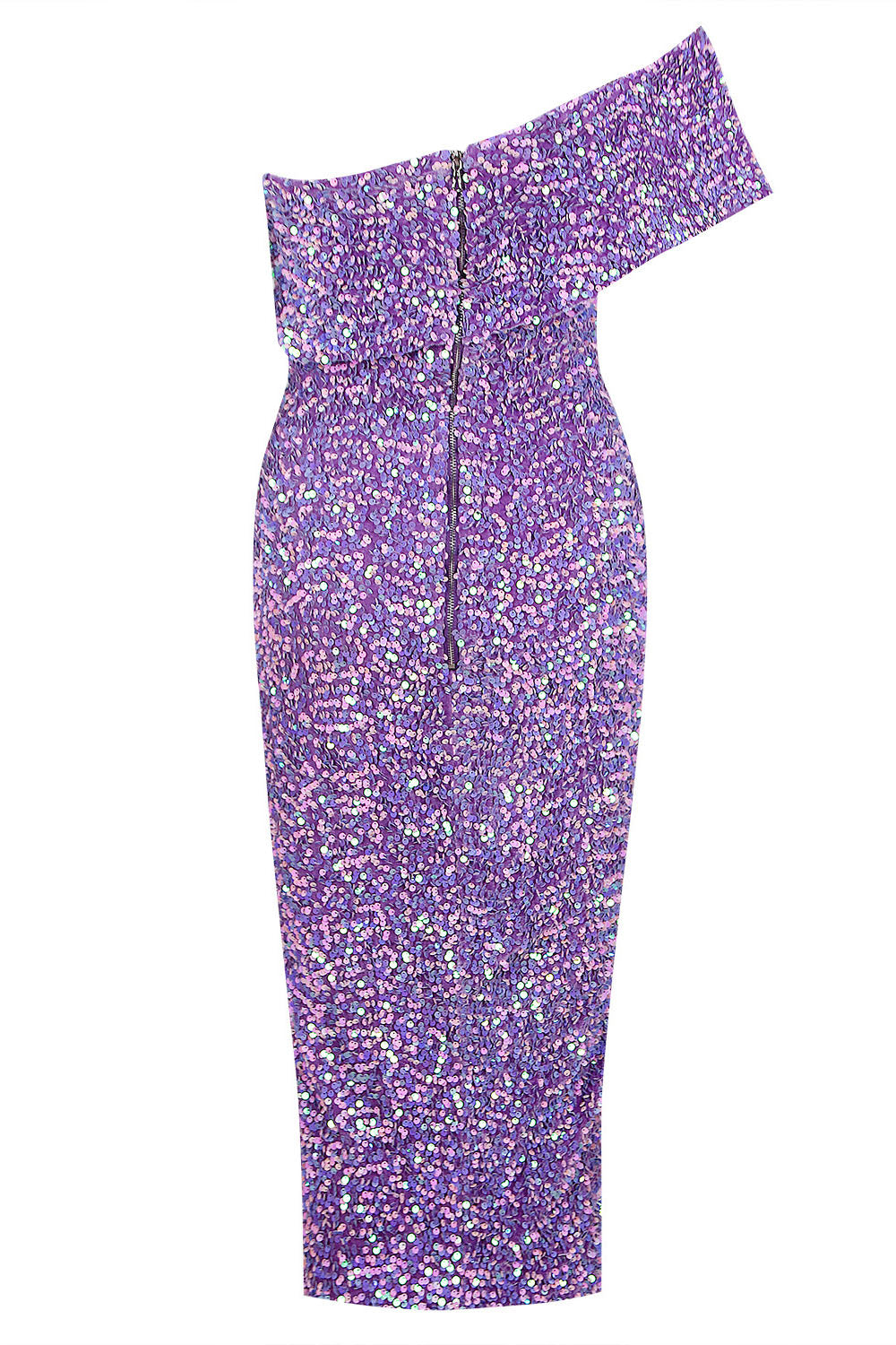 Robe mi-longue ornée de paillettes brillantes