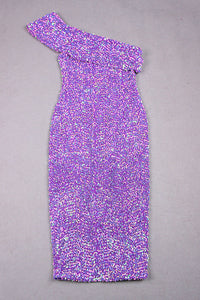 Vestido midi adornado con lentejuelas brillantes