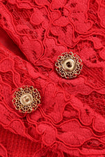 Rose Red Lace Blazer Three Piece Set