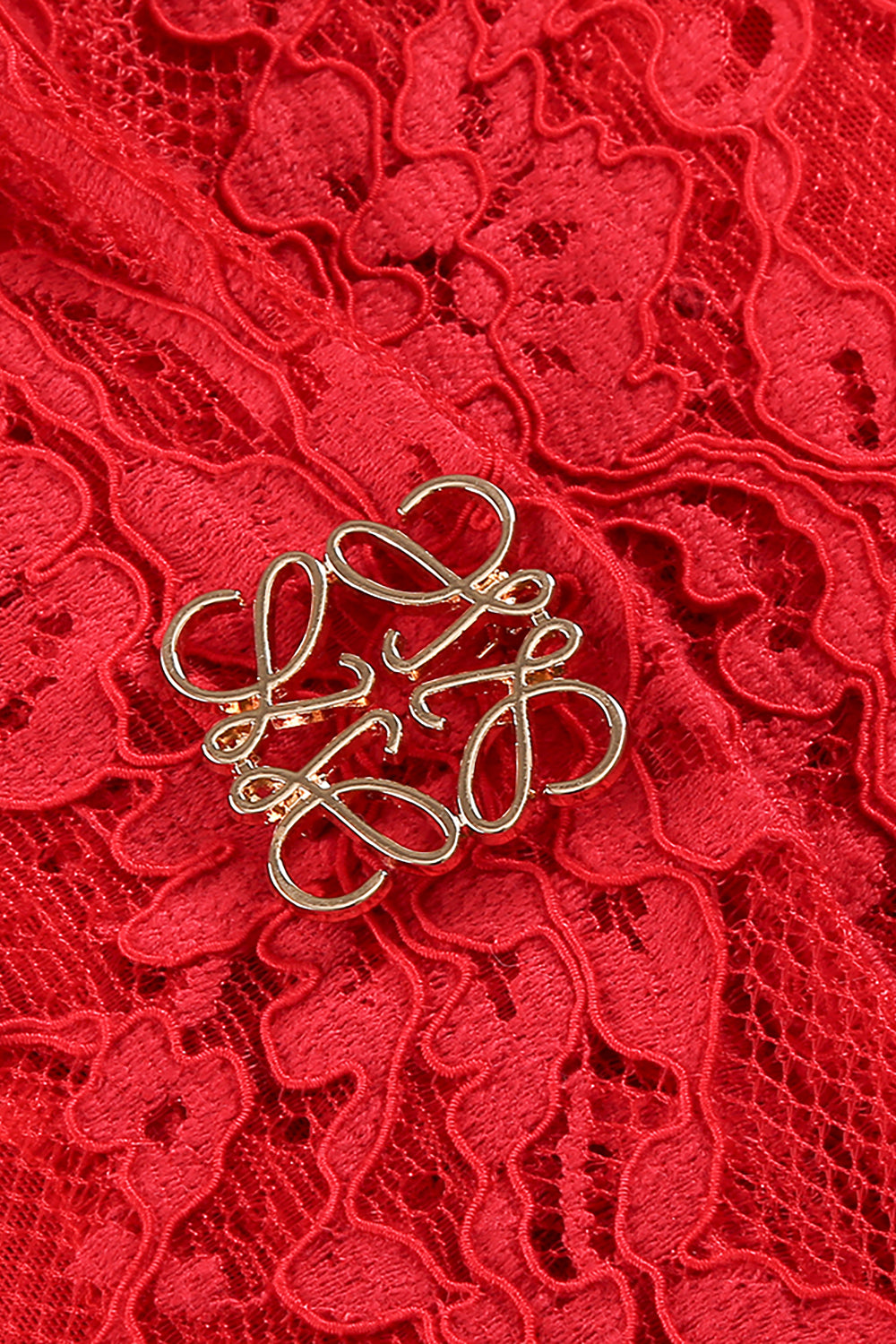 Conjunto de tres piezas de blazer de encaje rojo rosa