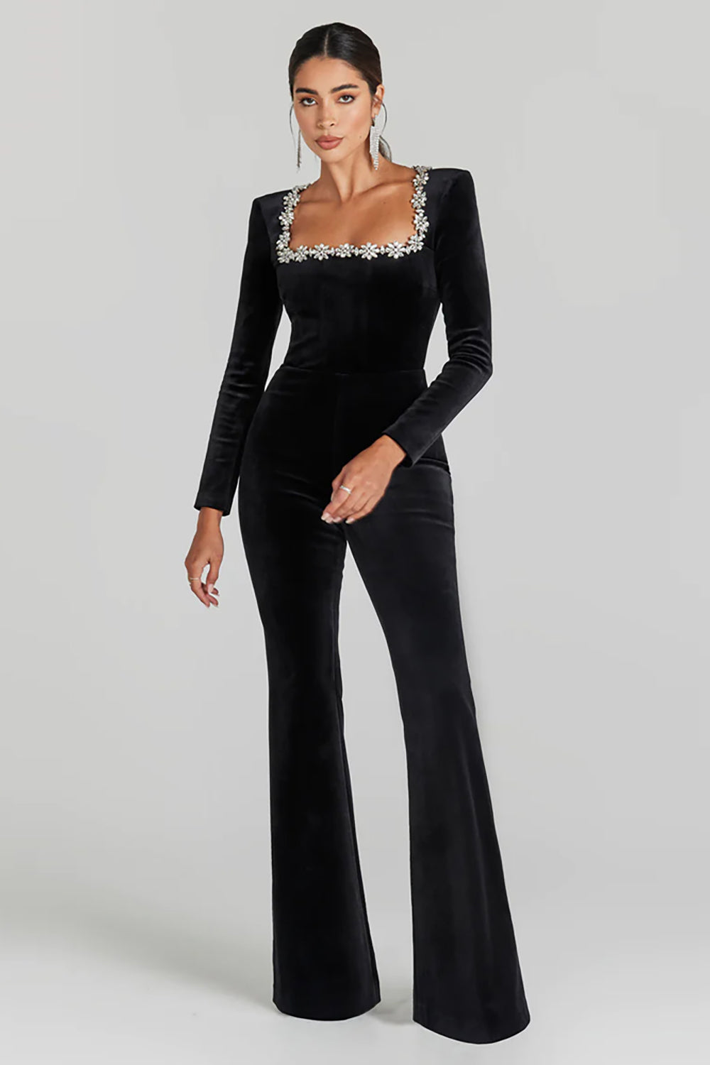 Crystal Embellished Tulle Jumpsuits and Bandage Bra High-Waisted Panti –  Chicida