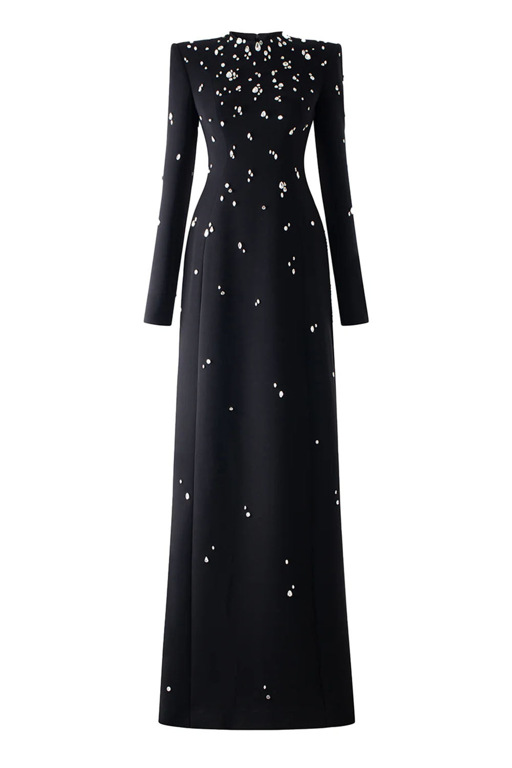 Long Sleeve Rhinestone-embellished Gown