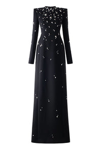 Long Sleeve Rhinestone-embellished Gown