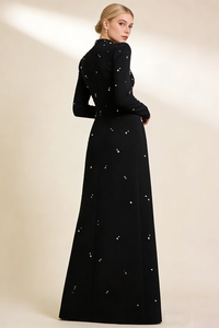 Long Sleeve Rhinestone-embellished Gown