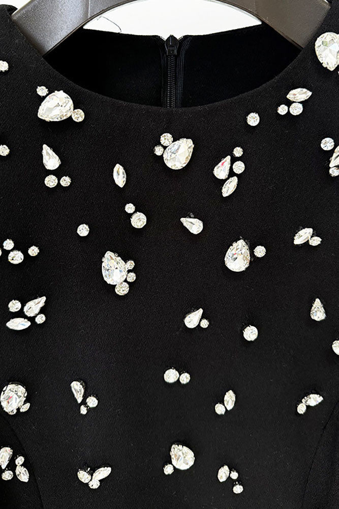 Long Sleeve Rhinestone-embellished Gown