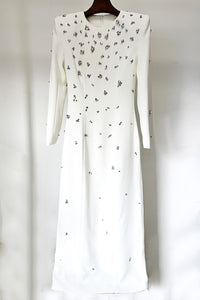 Long Sleeve Rhinestone-embellished Gown