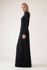 Long Sleeve Rhinestone-embellished Gown