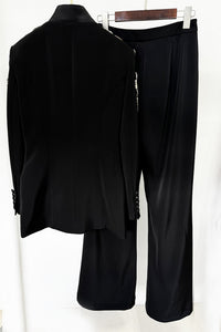 Rhinestone Wide-leg Blazer Pants Set