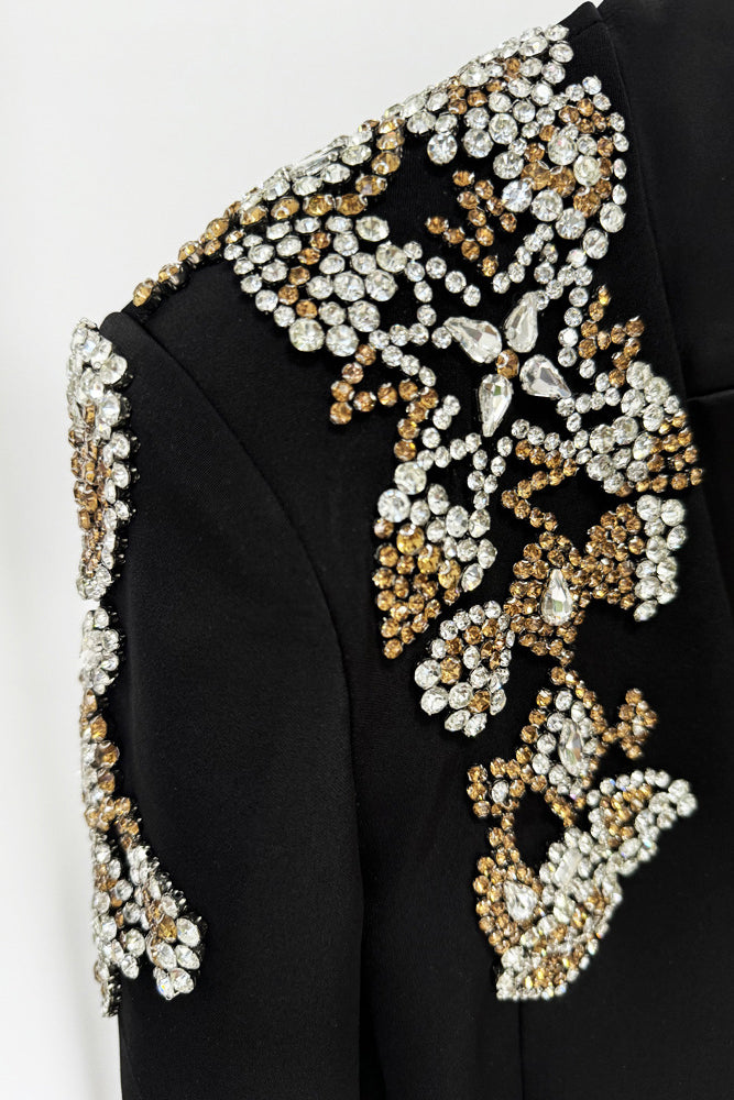 Rhinestone Wide-leg Blazer Pants Set