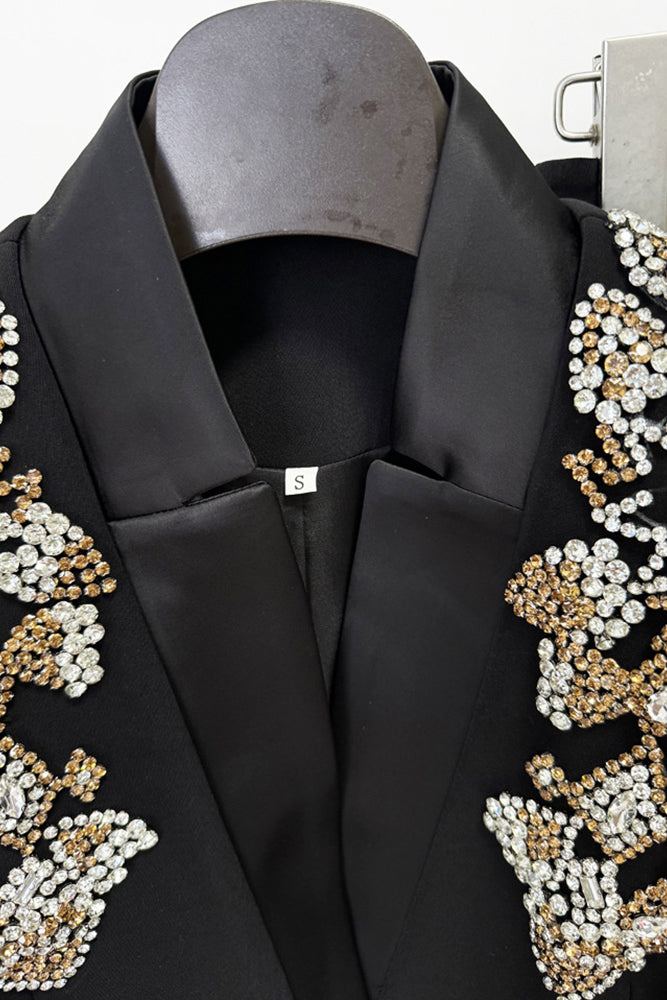 Rhinestone Wide-leg Blazer Pants Set