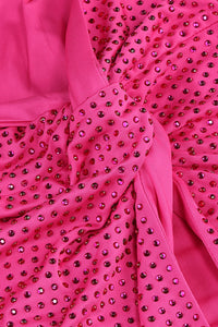 Rhinestone Embellished Strappy Top High Split Skirt Two Set