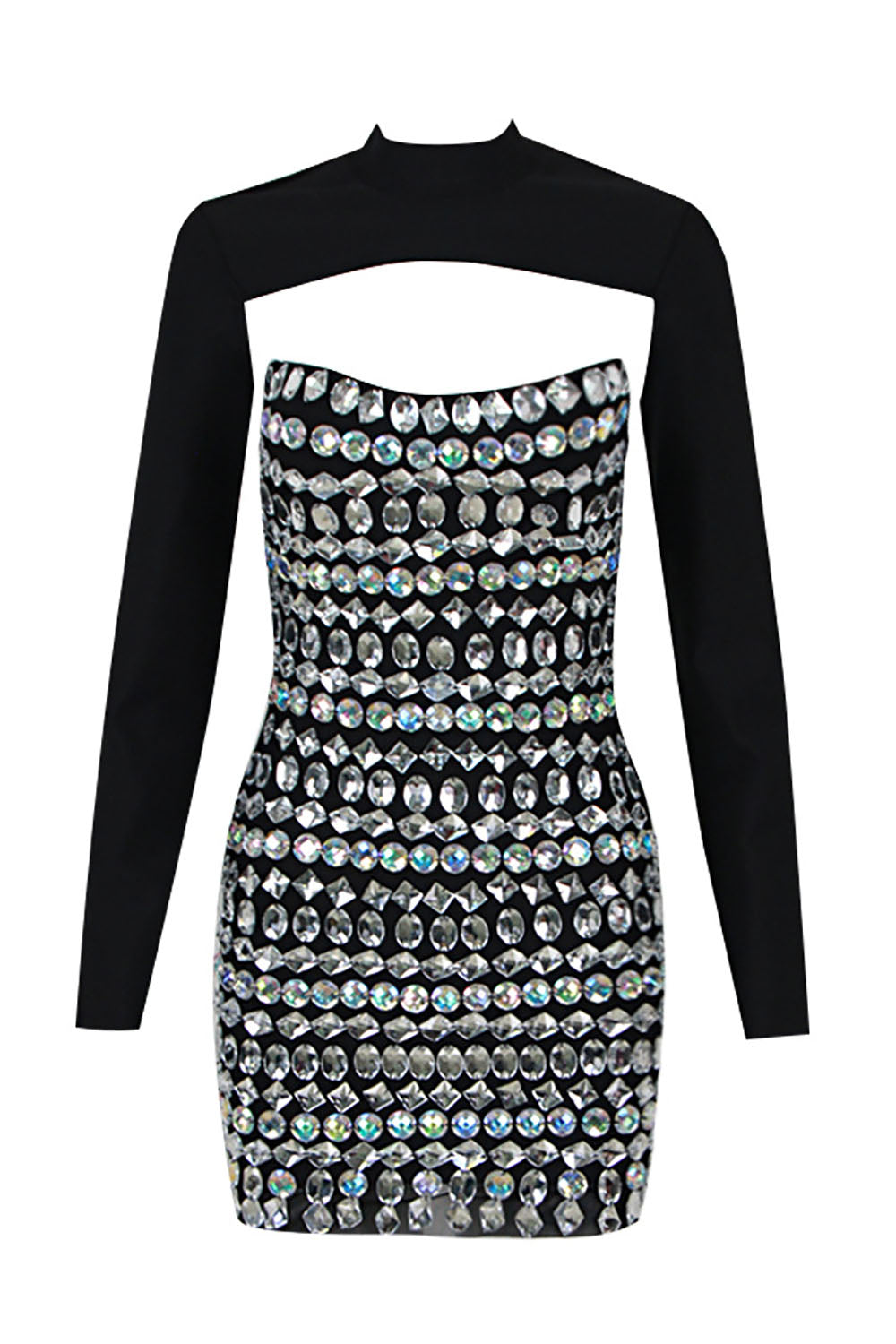 black and white bandage dress Rhinestone Embellishment Bandage Dress – CHICIDA