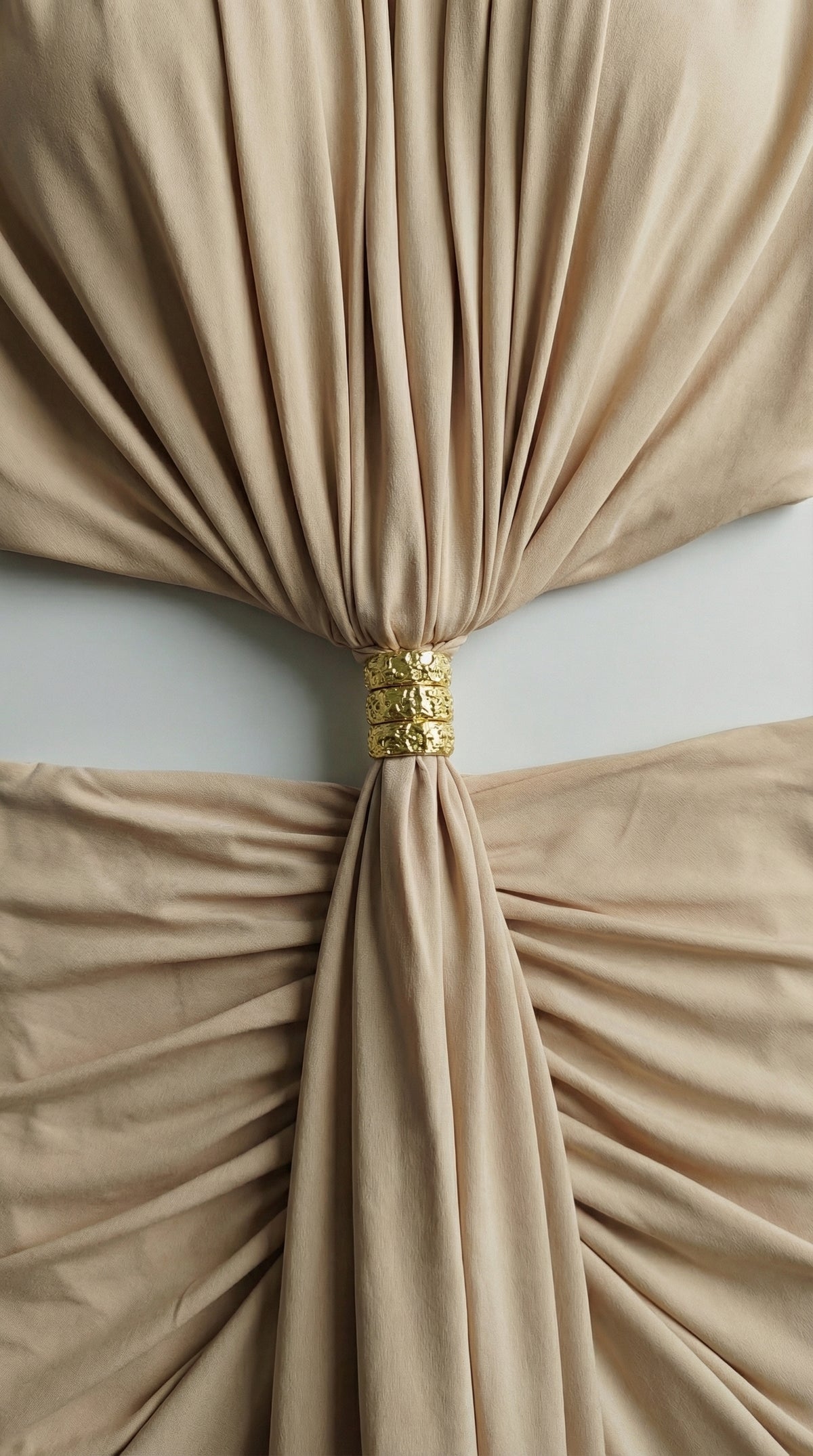 Ring Buckle Draped Cutout Gown