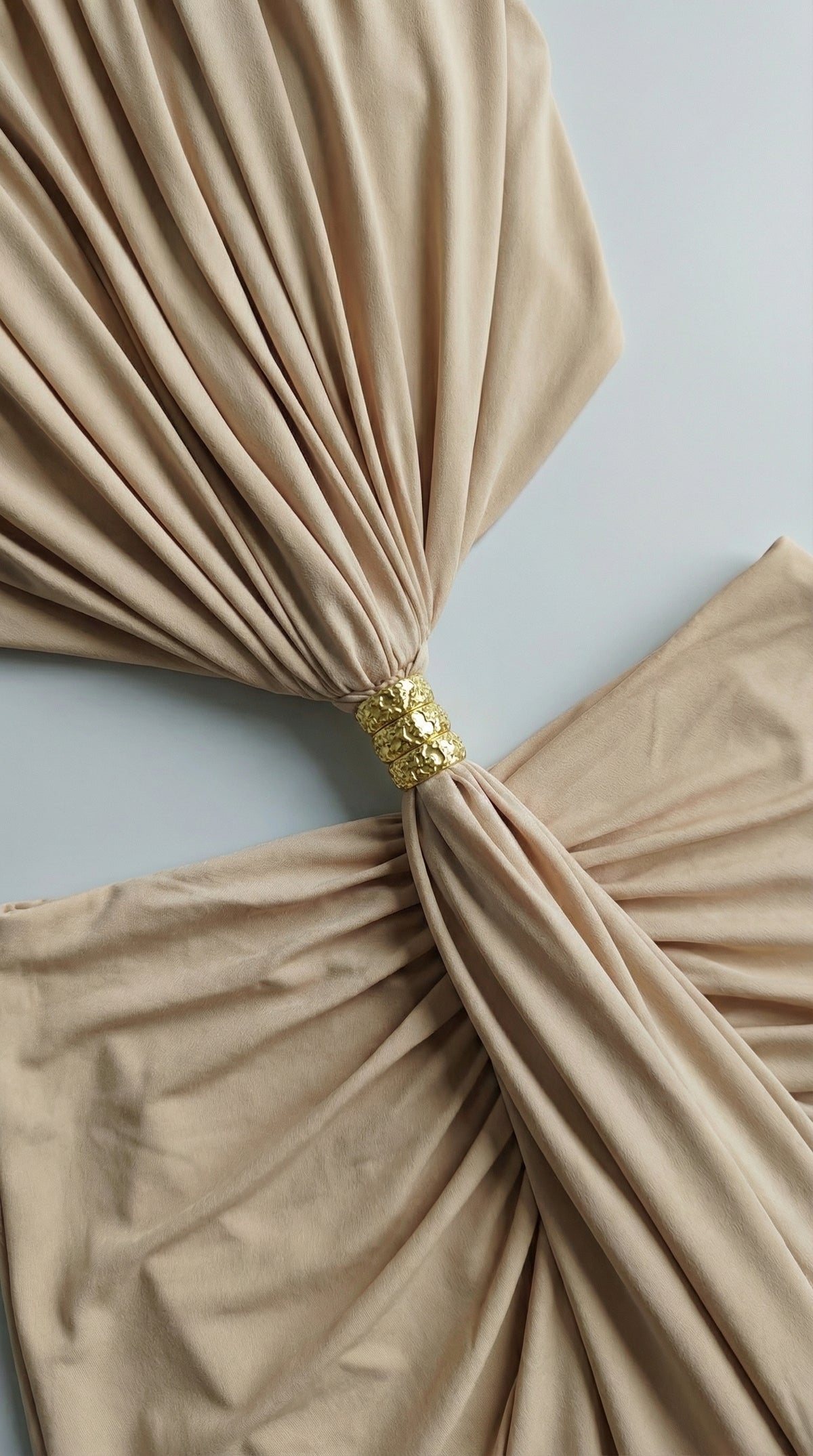 Ring Buckle Draped Cutout Gown