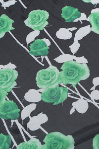 Rose Printed Strapless Mini Dress in Black