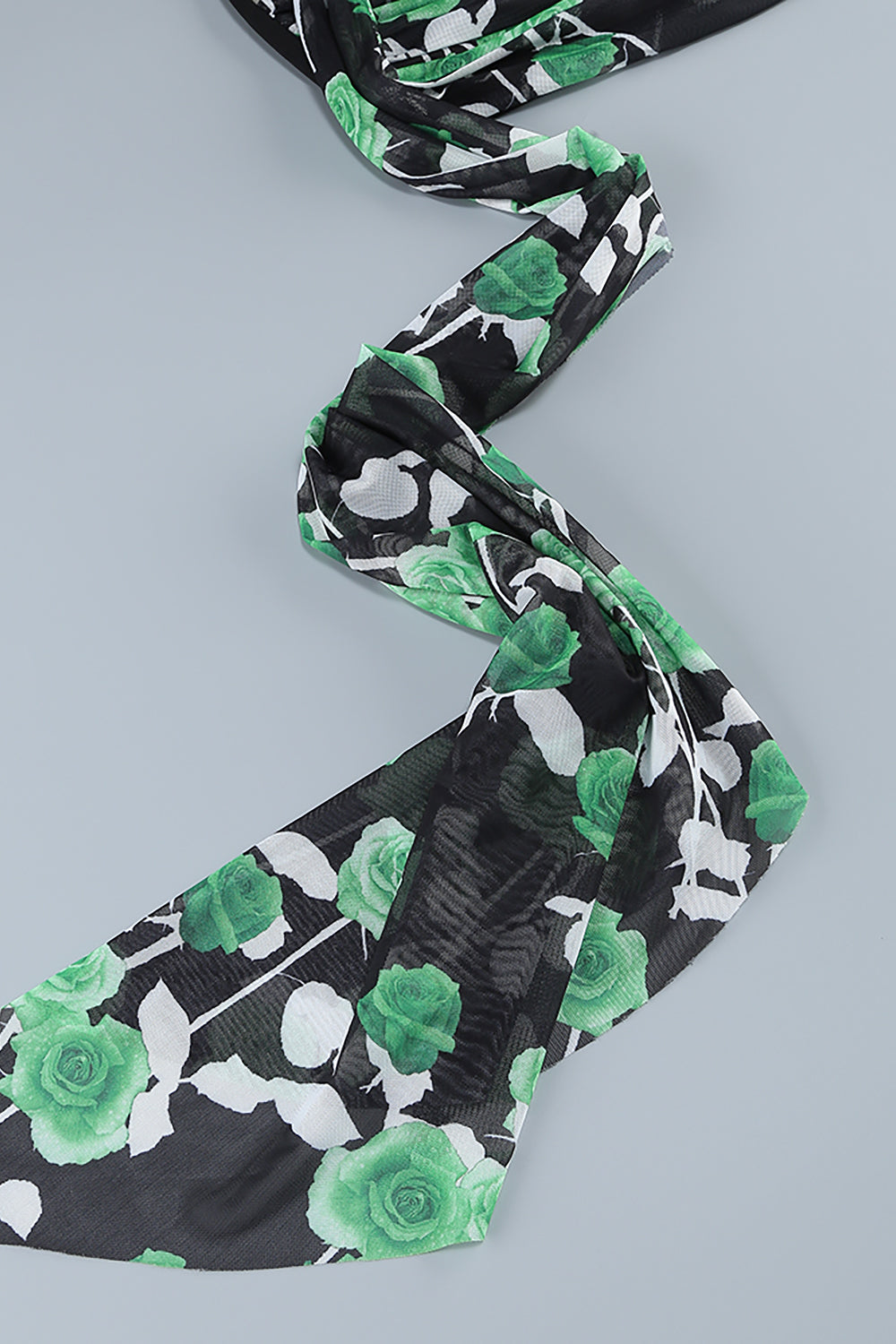 Rose Printed Strapless Mini Dress in Black