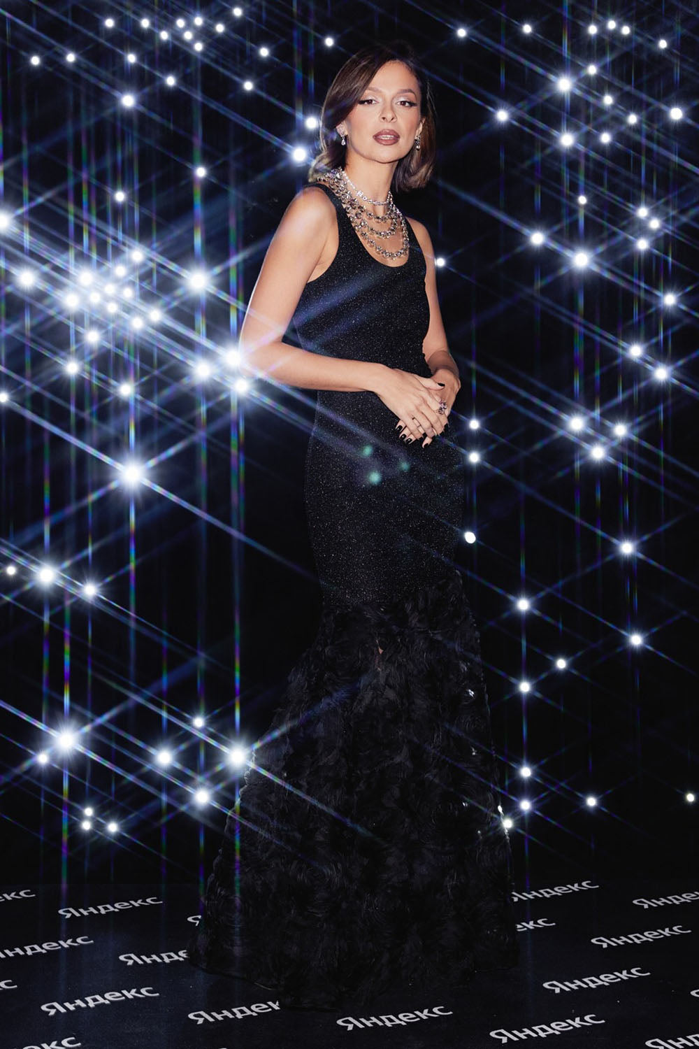 Rosette Applique Mermaid Maxi Dress