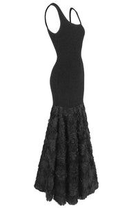 Rosette Applique Mermaid Maxi Dress