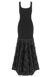 Rosette Applique Mermaid Maxi Dress