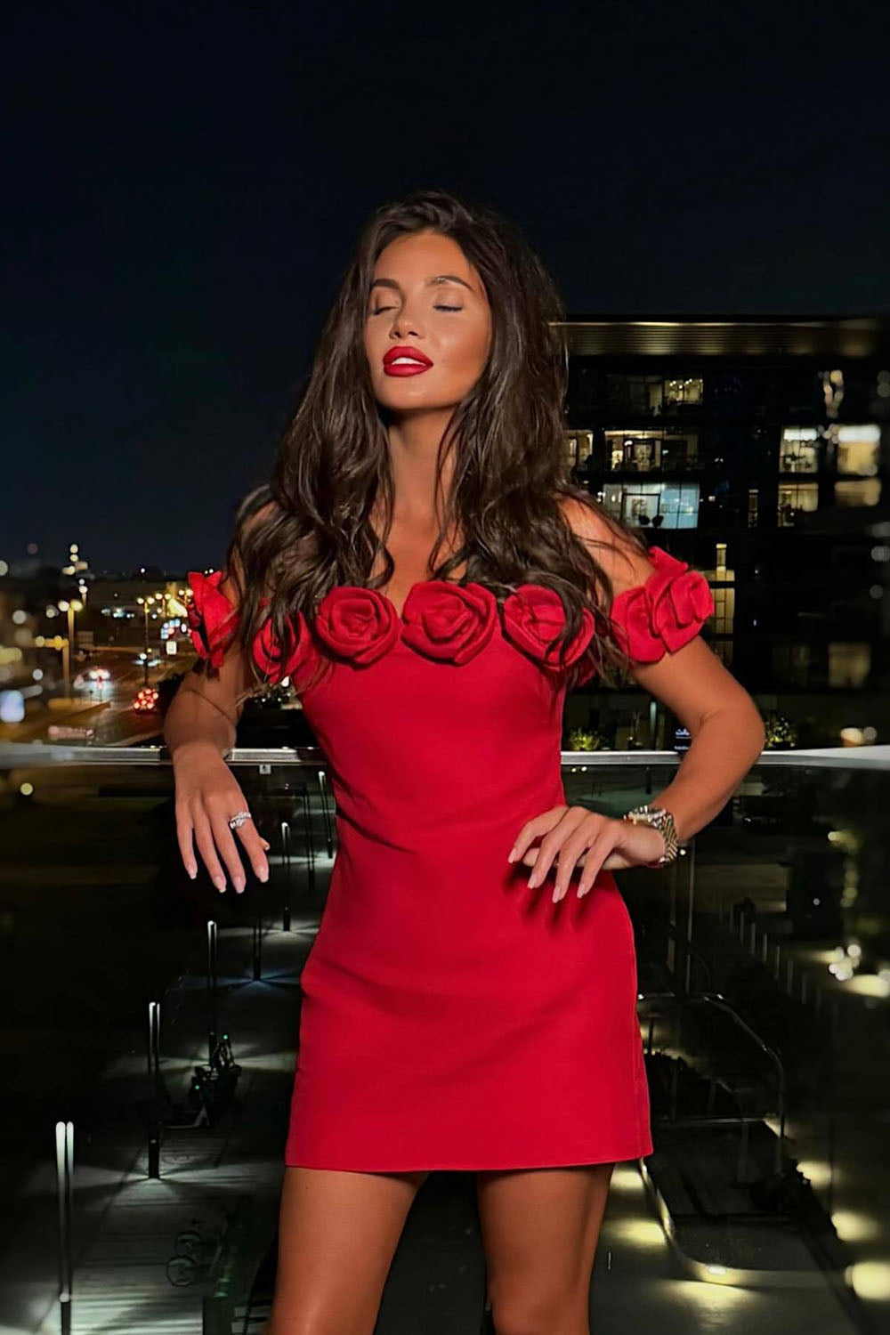 Rosette Off The Shoulder Short Bandage Dress – CHICIDA Rosette Off The Shoulder Short Bandage Dress – CHICIDA