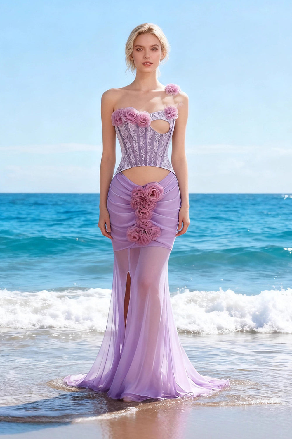 Rosette Applique Cutout Mermaid Gown – CHICIDA