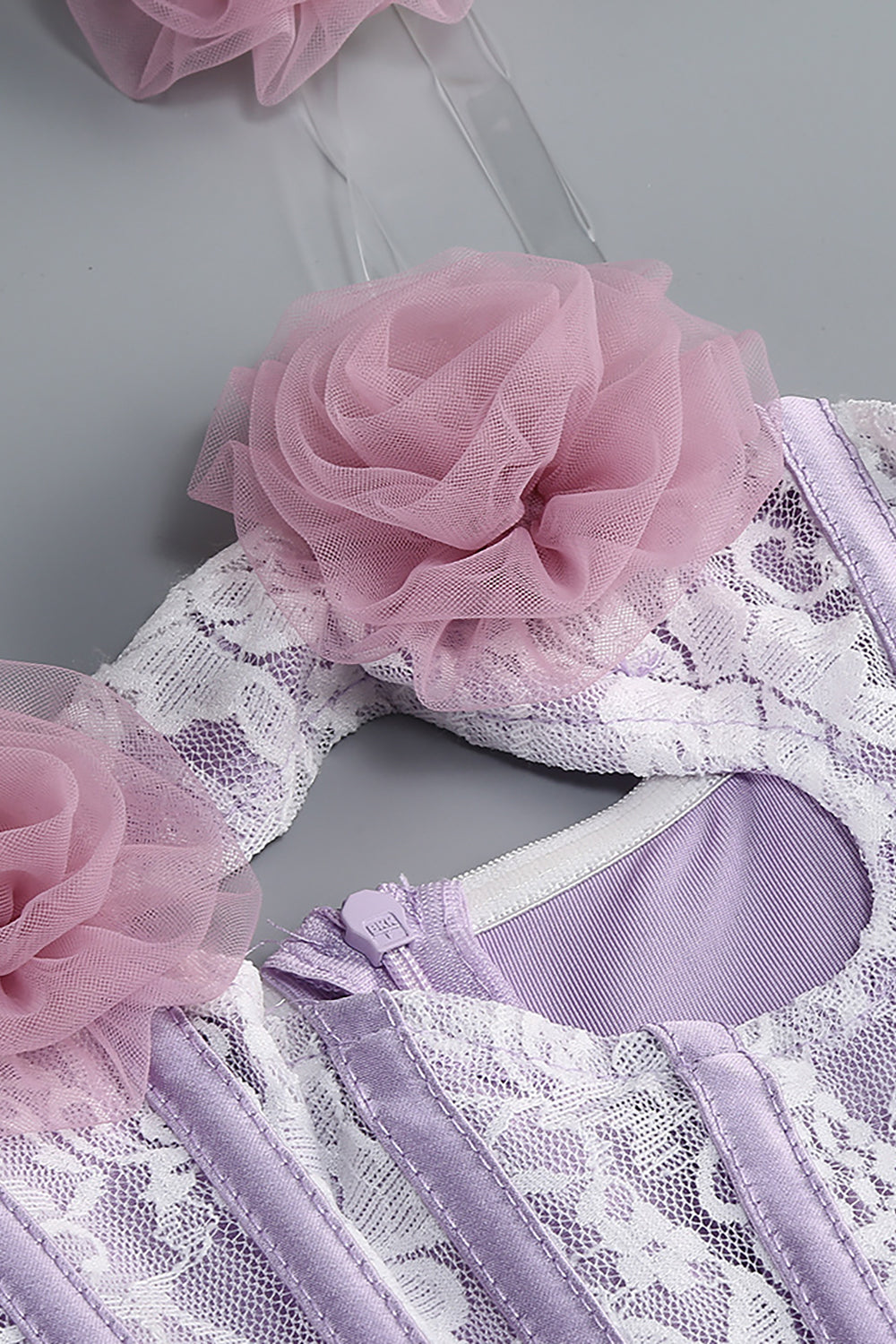 Rosette Applique Cutout Mermaid Gown