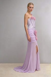 Rosette Applique Cutout Mermaid Gown