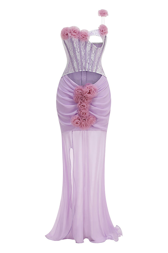 Rosette Applique Cutout Mermaid Gown