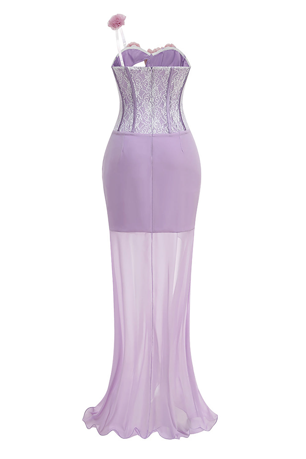 Rosette Applique Cutout Mermaid Gown