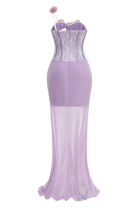 Rosette Applique Cutout Mermaid Gown