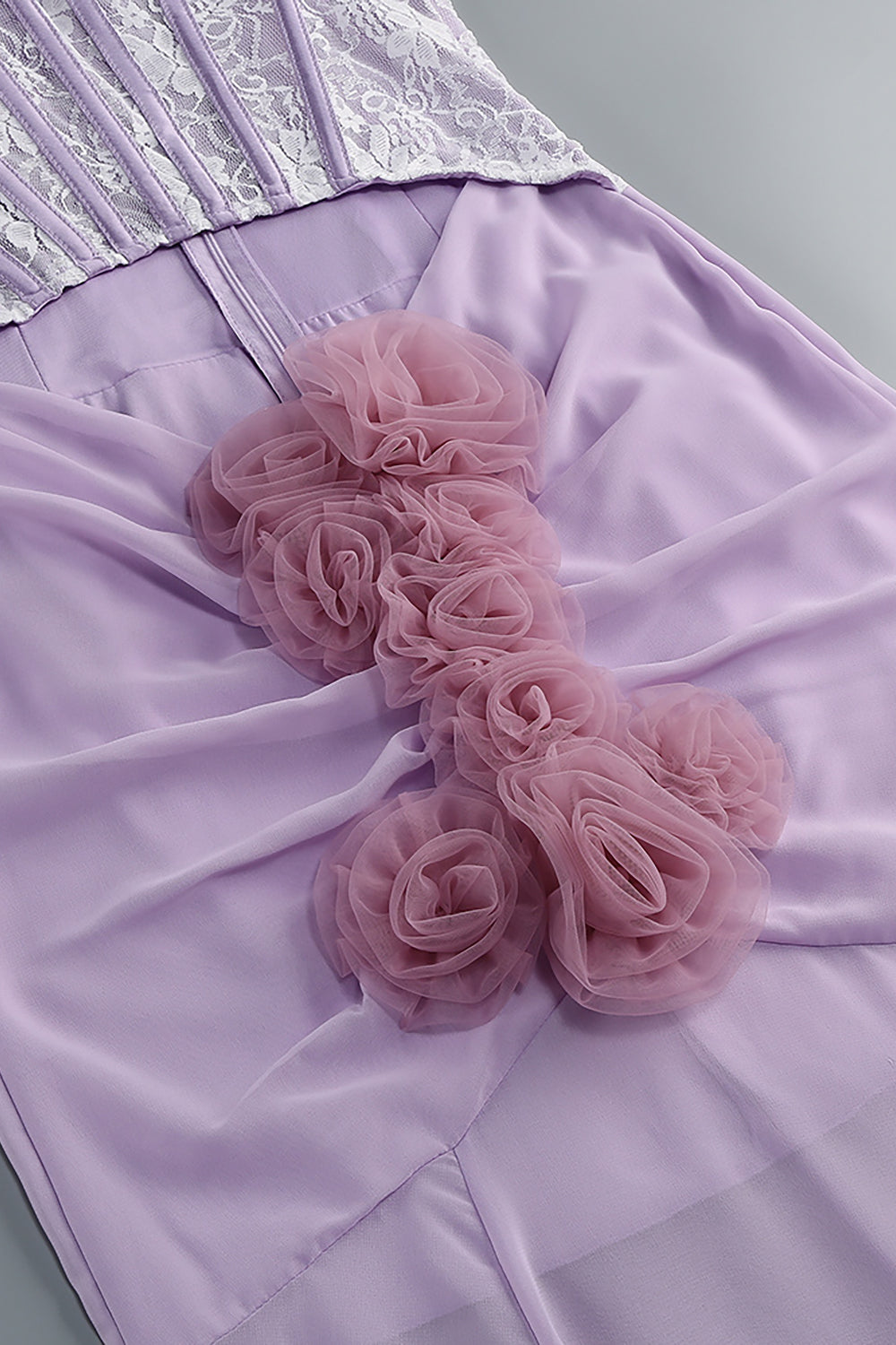 Rosette Applique Cutout Mermaid Gown