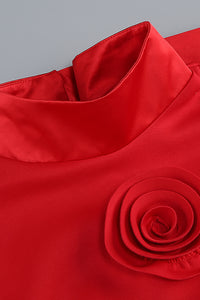 Robe fleurie à col rond et roses