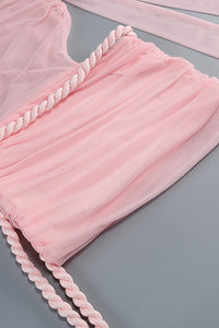 Ruched Rope Mini Dress in Pink