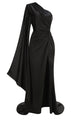 Ruched Thigh-Slit One Shoulder Maxi Dress