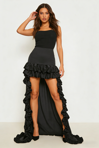 Ruffled High-Low Skirt