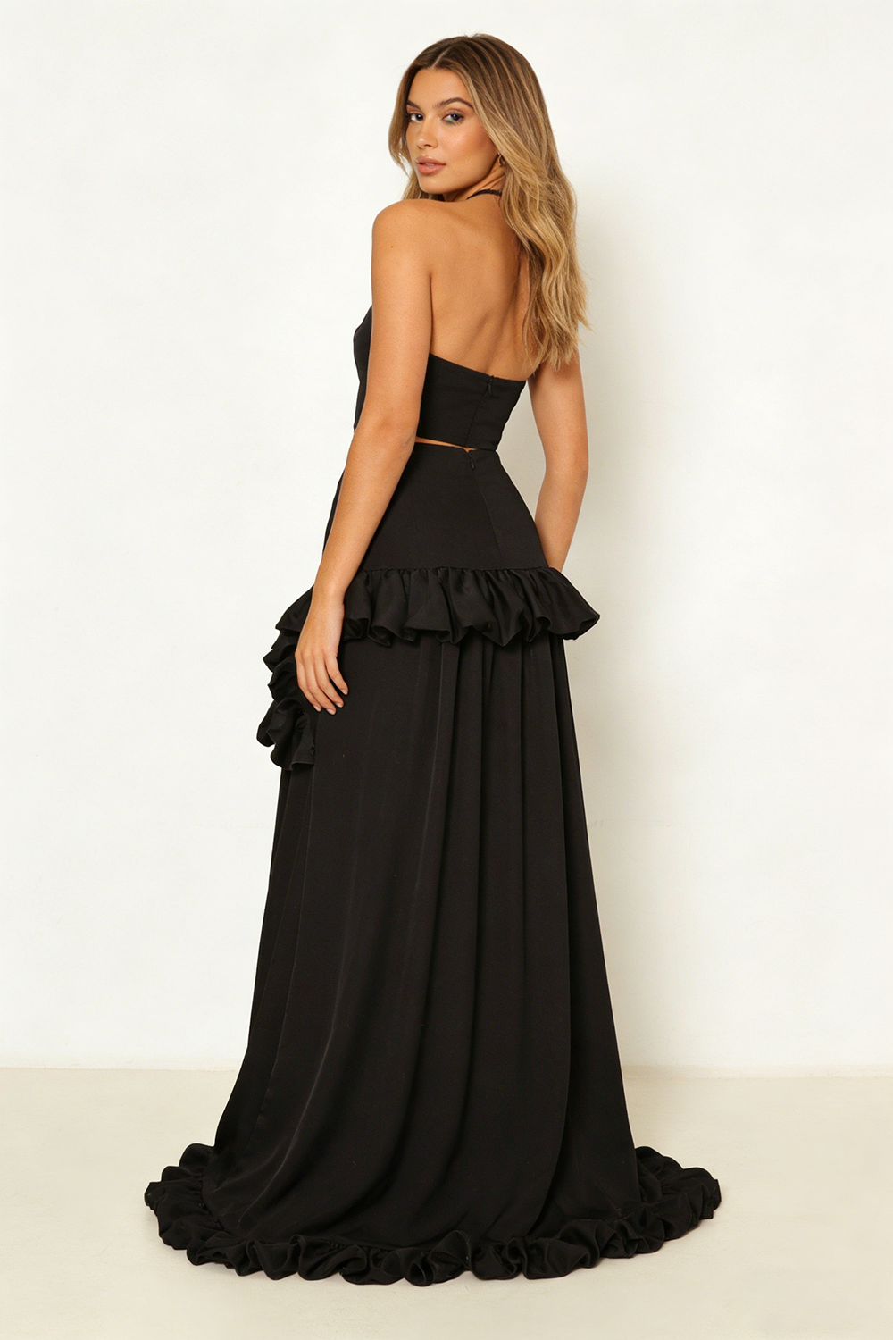 Ruffled High-Low Skirt