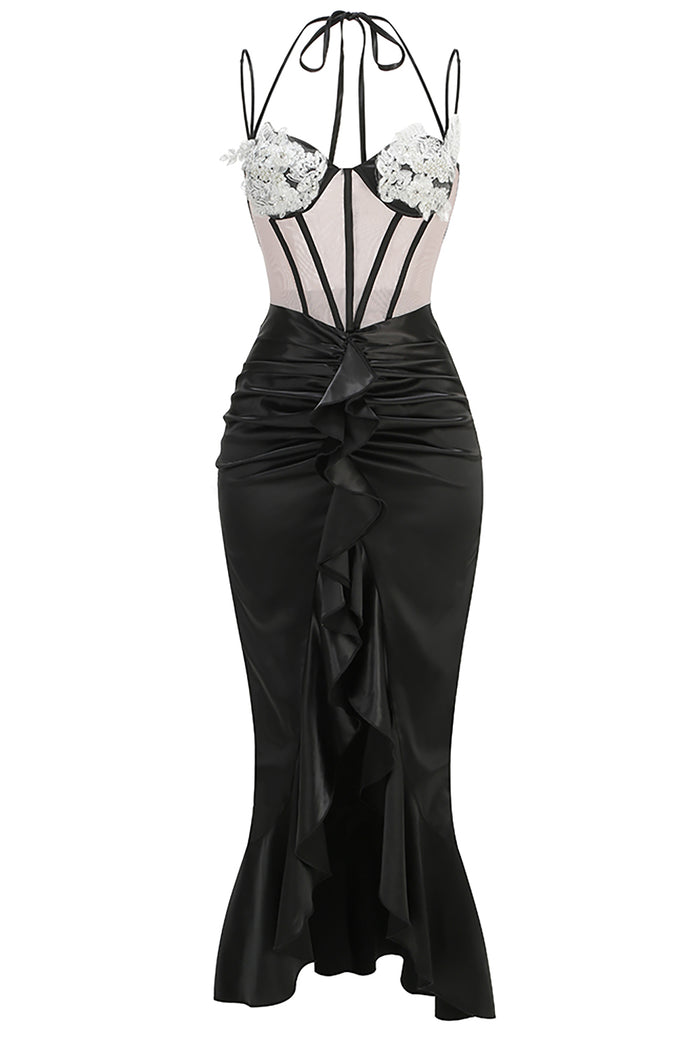 Satin Corset Pearl Lace Cup Dress – CHICIDA - Main Image