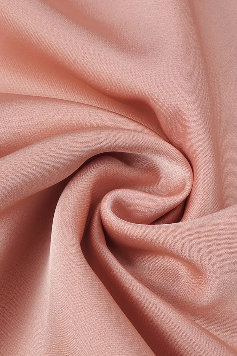 Satin Slip Slit Midi Dress in Light Pink