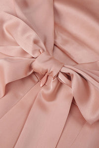 Satin Slip Slit Midi Dress in Light Pink
