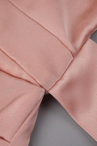 Satin Slip Slit Midi Dress in Light Pink