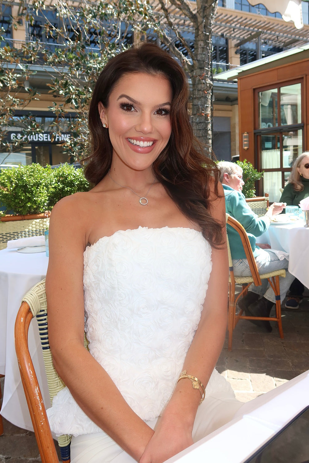 Satin Strapless Cream Top Wide Leg Pants